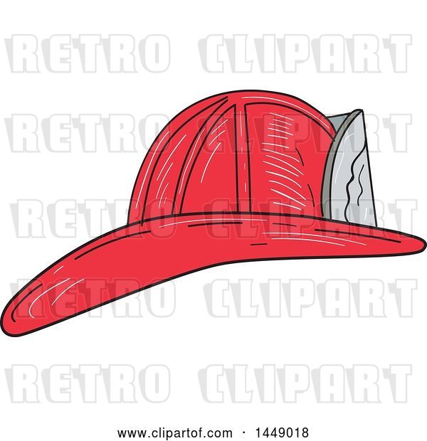 Vector Clip Art of Retro Sketched Fire Fighter Helmet