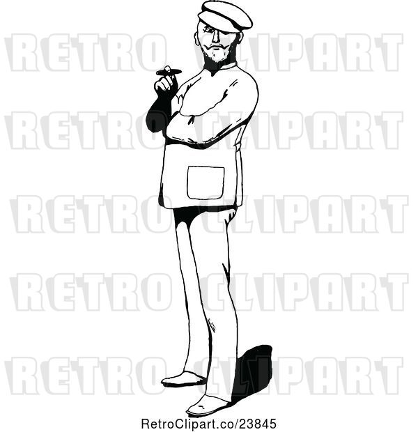 Vector Clip Art of Retro Sketched Guy Smoking a Cigar
