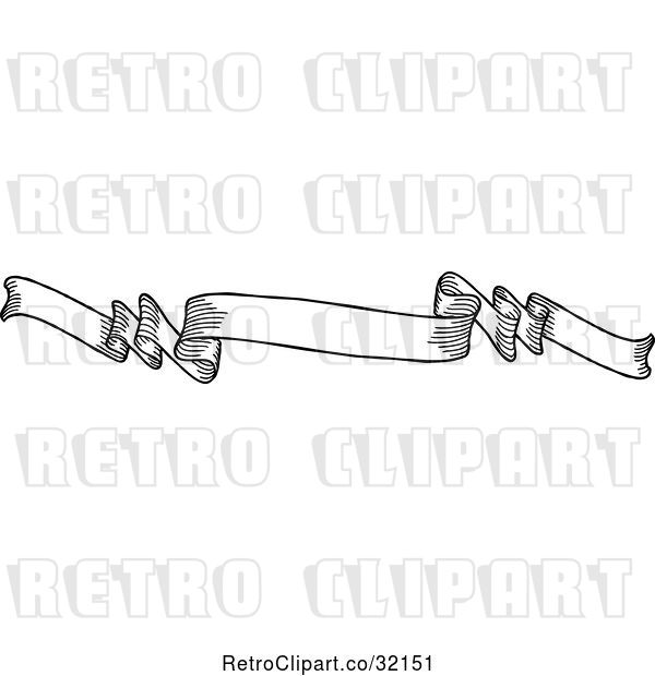 Vector Clip Art of Retro Sketched or Etched Styled Scroll Banner