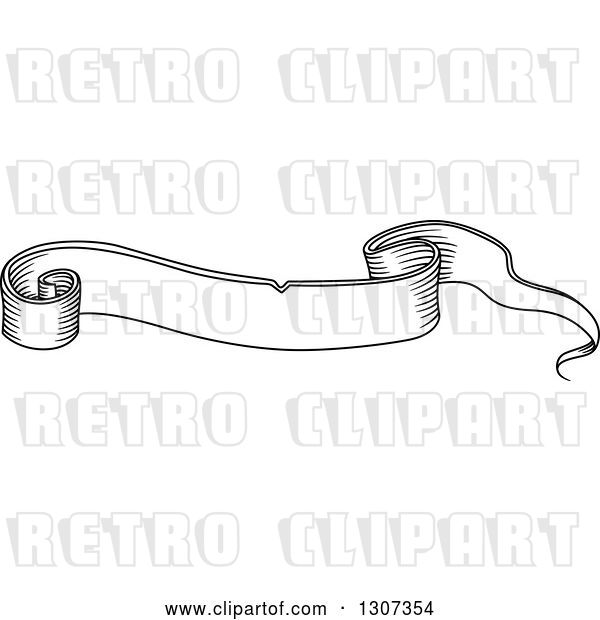 Vector Clip Art of Retro Sketched Styled Blank Ribbon Banner 2