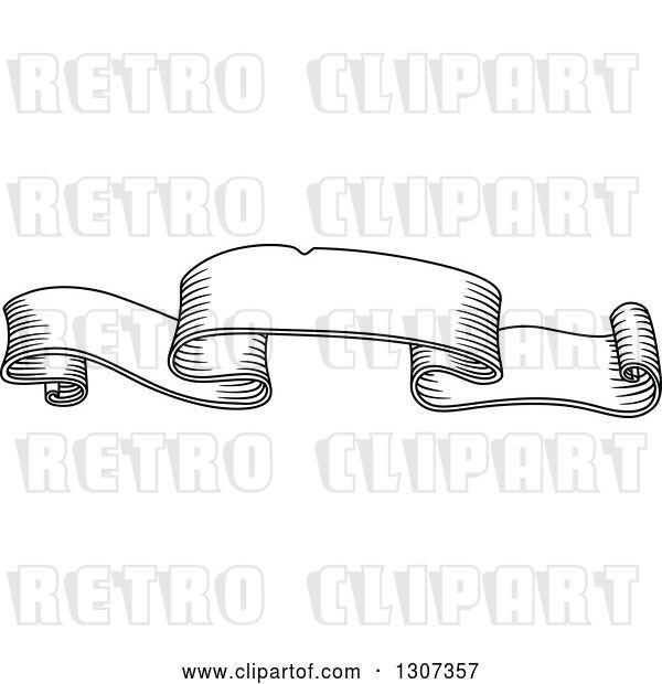 Vector Clip Art of Retro Sketched Styled Blank Ribbon Banner 5