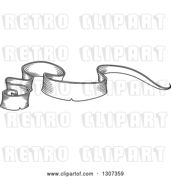 Vector Clip Art of Retro Sketched Styled Blank Ribbon Banner 7