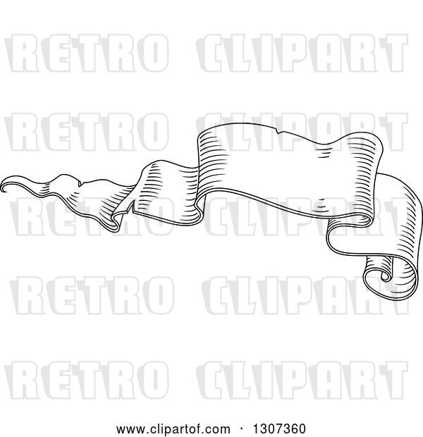 Vector Clip Art of Retro Sketched Styled Blank Ribbon Banner 8