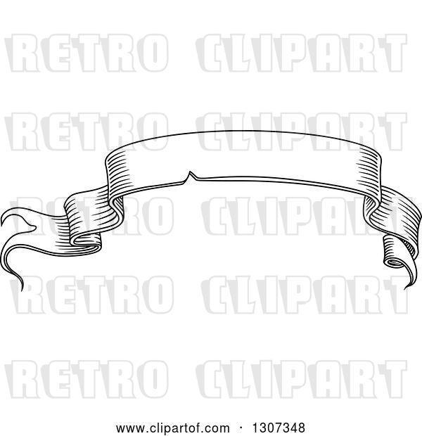 Vector Clip Art of Retro Sketched Styled Blank Ribbon Banner