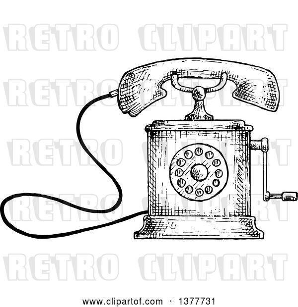 Vector Clip Art of Retro Sketched Telephone
