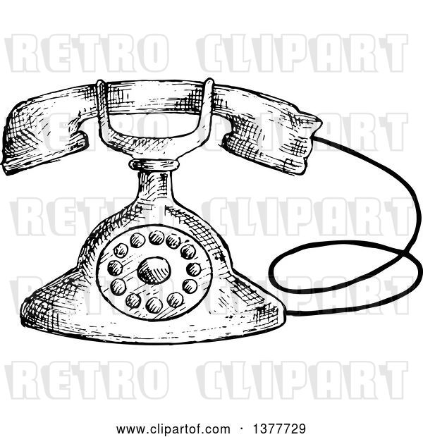 Vector Clip Art of Retro Sketched Telephone