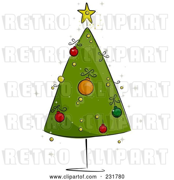 Vector Clip Art of Retro Sketched Triangle Christmas Tree
