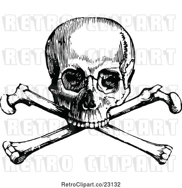 Vector Clip Art of Retro Skull and Crossbones 1