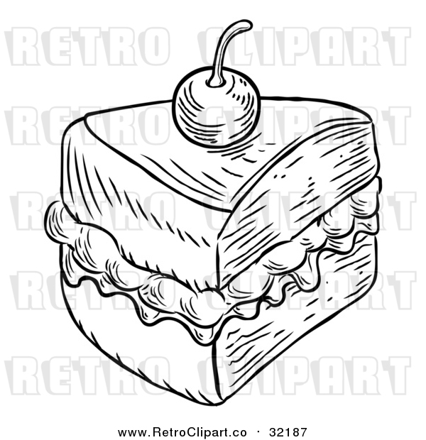 Vector Clip Art of Retro Slice of Jam and Cream Sponge Cake