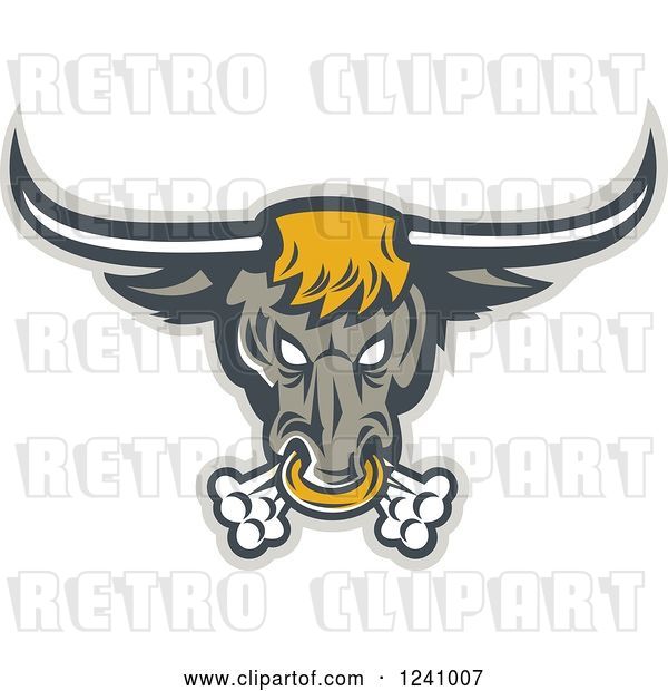 Vector Clip Art of Retro Snorting Bull with a Nose Ring