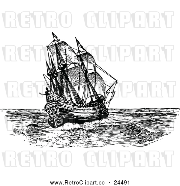 Vector Clip Art of Retro Spanish Galleon Ship