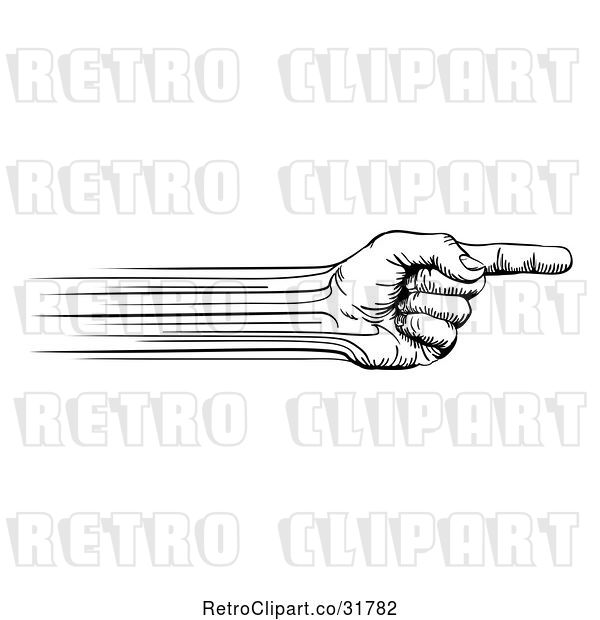 Vector Clip Art of Retro Speed Lines Creating a Pointing Hand