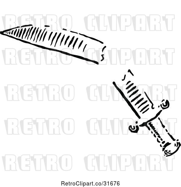 Vector Clip Art of Retro Split Dagger