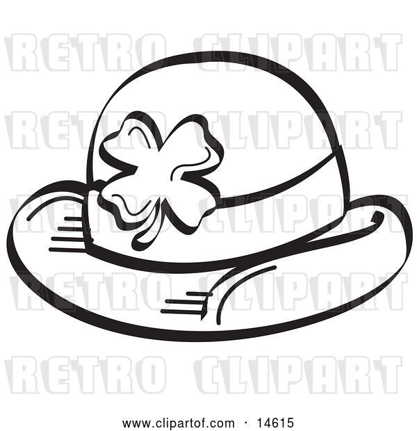 Vector Clip Art of Retro St Paddy's Day Hat with a Clover on It