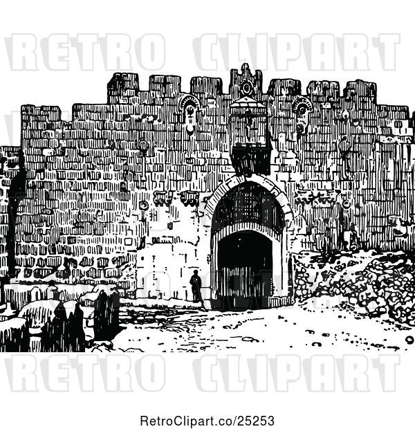 Vector Clip Art of Retro St Stephens Gate Jerusalem