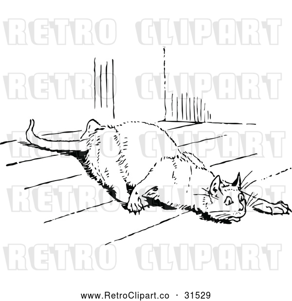 Vector Clip Art of Retro Stalking Cat