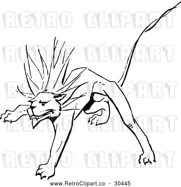 Vector Clip Art of Retro Stalking Lion