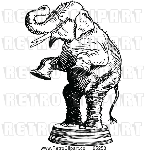 Vector Clip Art of Retro Standing Circus Elephant