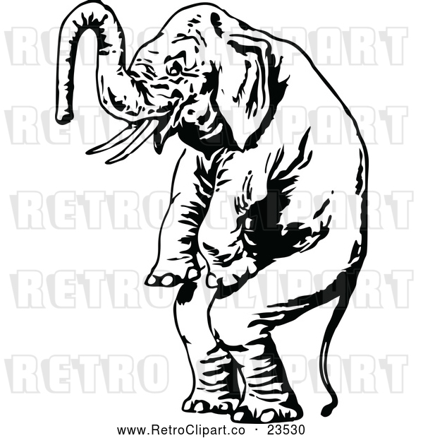Vector Clip Art of Retro Standing Elephant