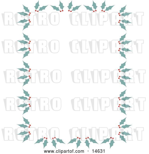 Vector Clip Art of Retro Stationery Border of Holly and Berries