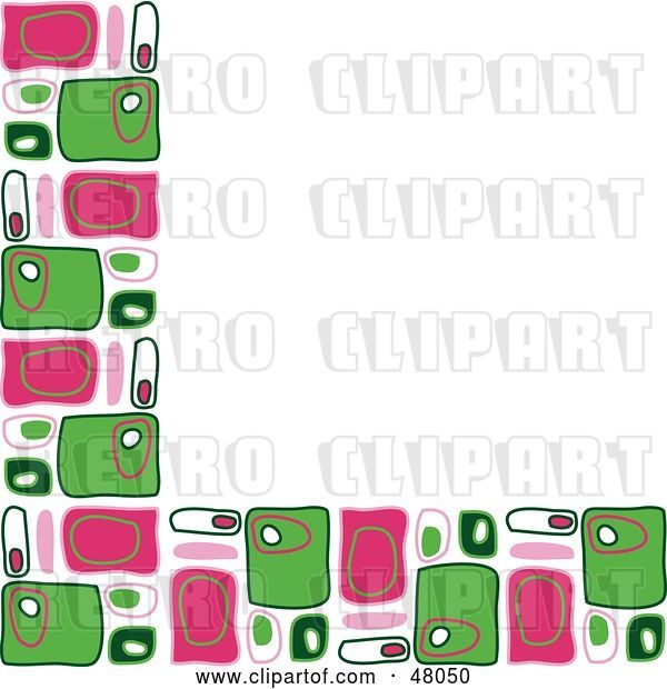 Vector Clip Art of Retro Stationery Border or Corner of Pink and Green Rectangles on White