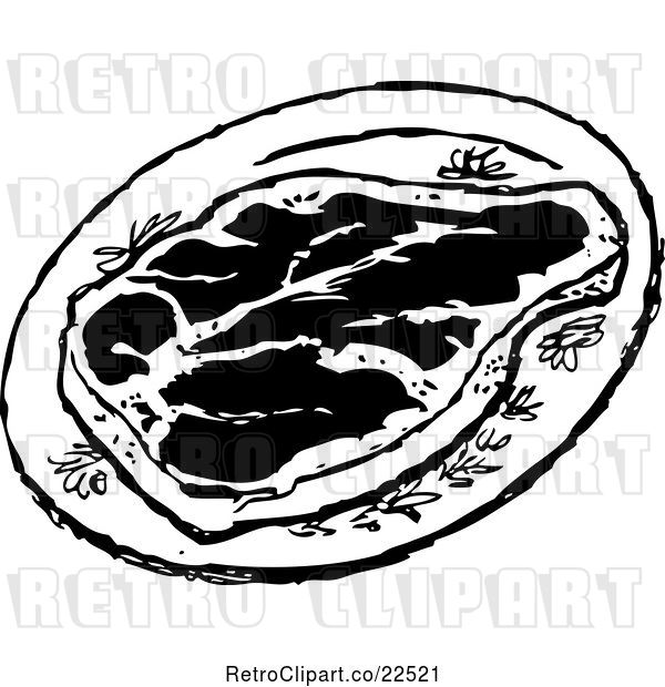 Vector Clip Art of Retro Steak on a Plate