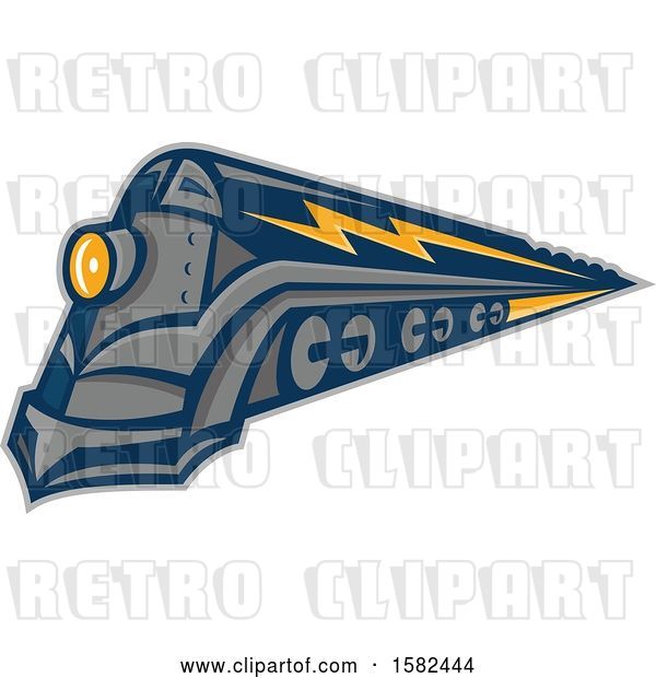 Vector Clip Art of Retro Steam Locomotive Train with Lightning Markings