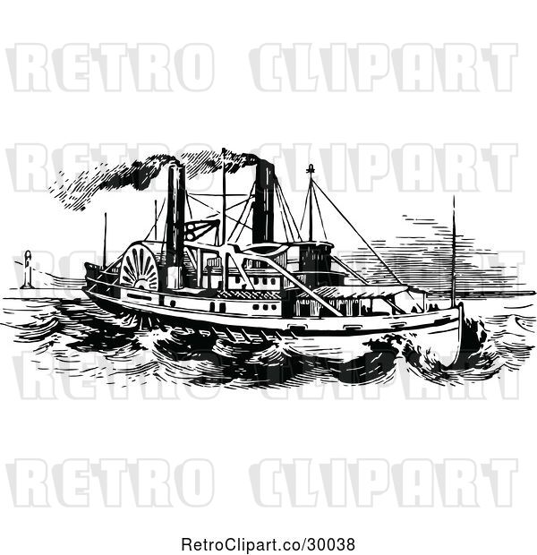 Vector Clip Art of Retro Steam Ship