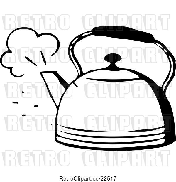 Vector Clip Art of Retro Steaming Tea Pot