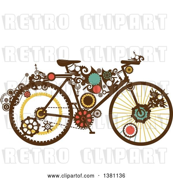 Vector Clip Art of Retro Steampunk Bicycle with Gears