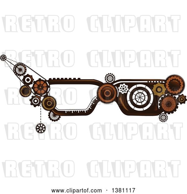 Vector Clip Art of Retro Steampunk Glasses Frames with Gears