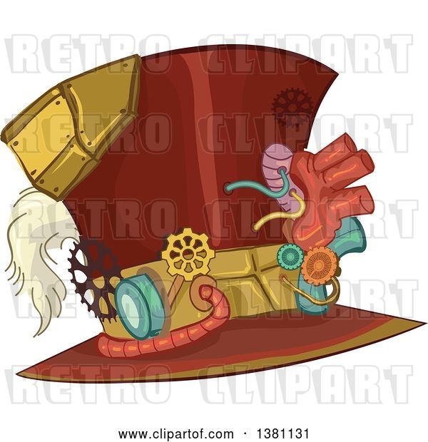 Vector Clip Art of Retro Steampunk Top Hat with Gears