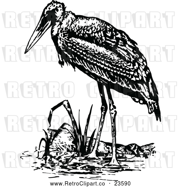 Vector Clip Art of Retro Stork