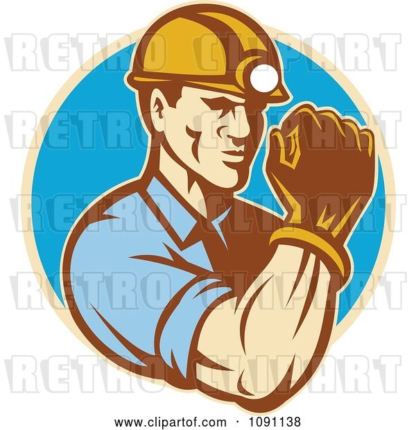 Vector Clip Art of Retro Strong Male Miner