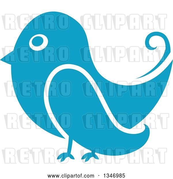 Vector Clip Art of Retro Styled Blue Bird