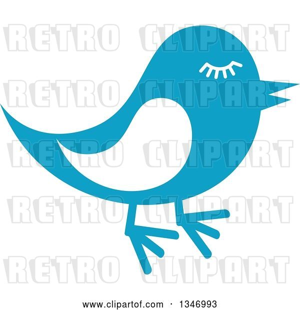 Vector Clip Art of Retro Styled Blue Bird with Lashes
