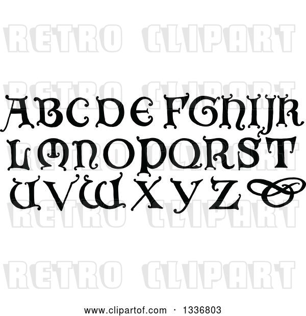Vector Clip Art of Retro Styled Capital Alphabet Letters