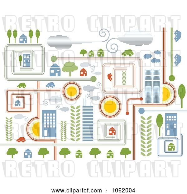 Vector Clip Art of Retro Styled City Map
