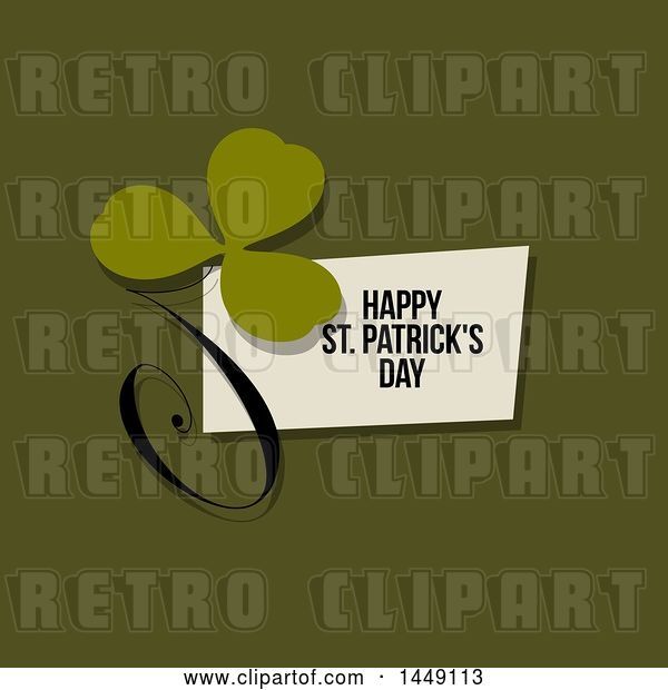 Vector Clip Art of Retro Styled Clover with a Happy St Patricks Day Greeting on Green