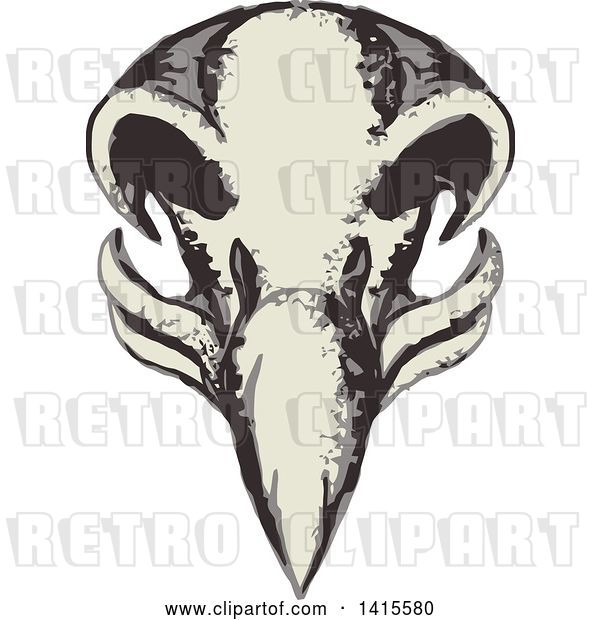 Vector Clip Art of Retro Styled Eagle Skull