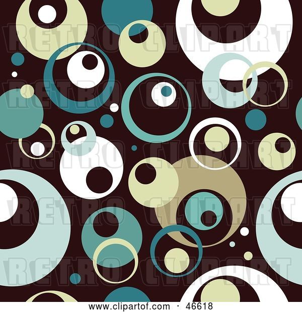 Vector Clip Art of Retro Styled Teal, Beige and White Circle Background on Brown