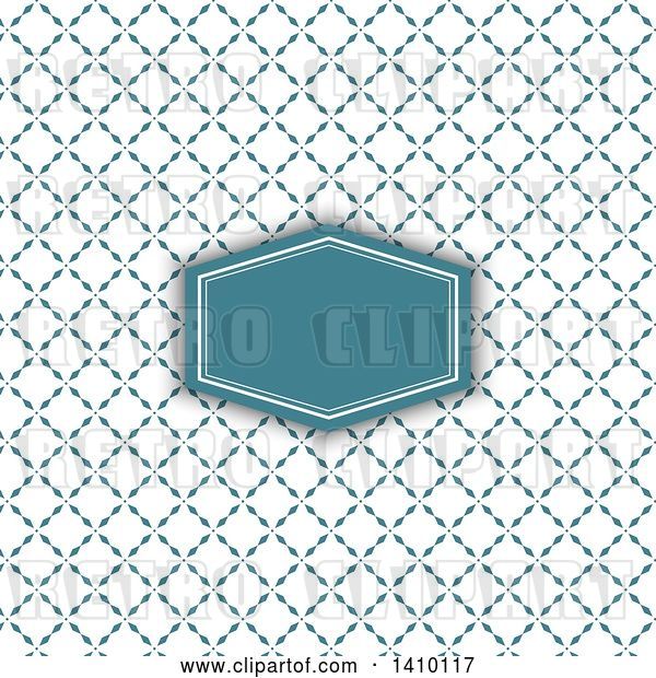 Vector Clip Art of Retro Styled Teal Frame and Pattern Wedding Invitation Design
