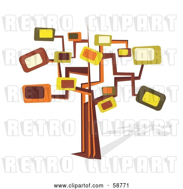 Vector Clip Art of Retro Styled Tree with Rectangle Branches