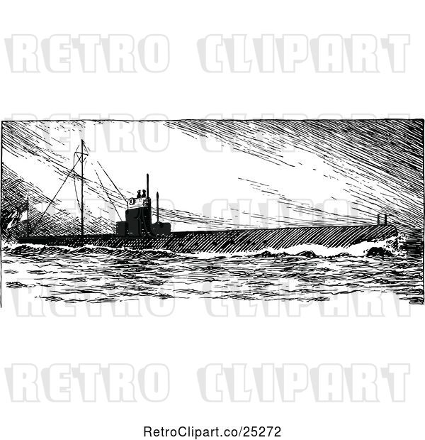 Vector Clip Art of Retro Submarine