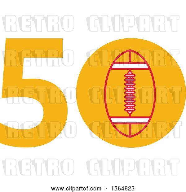 Vector Clip Art of Retro Super Bowl 50 Sports Design with a Football in the Zero