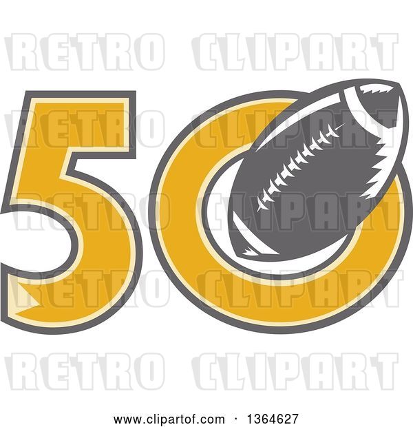 Vector Clip Art of Retro Super Bowl 50 Sports Design with a Gray Football