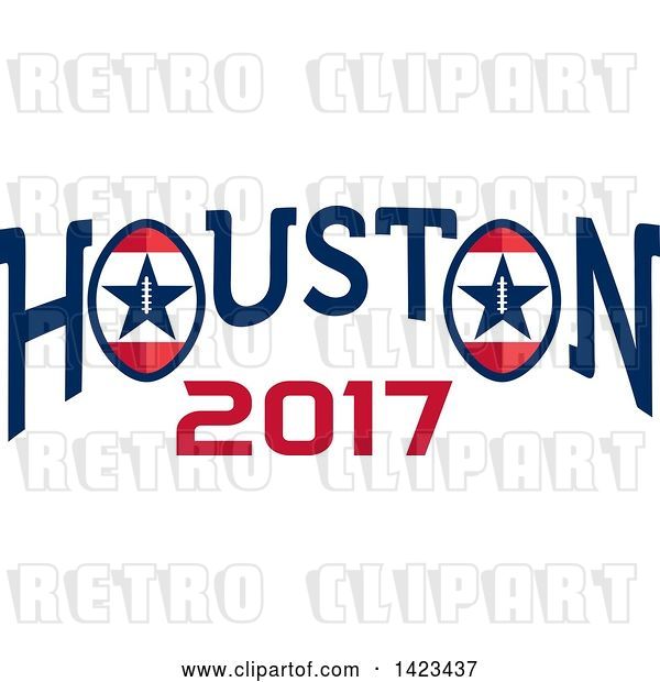 Vector Clip Art of Retro Super Bowl 51 Houston 2017 Football Design