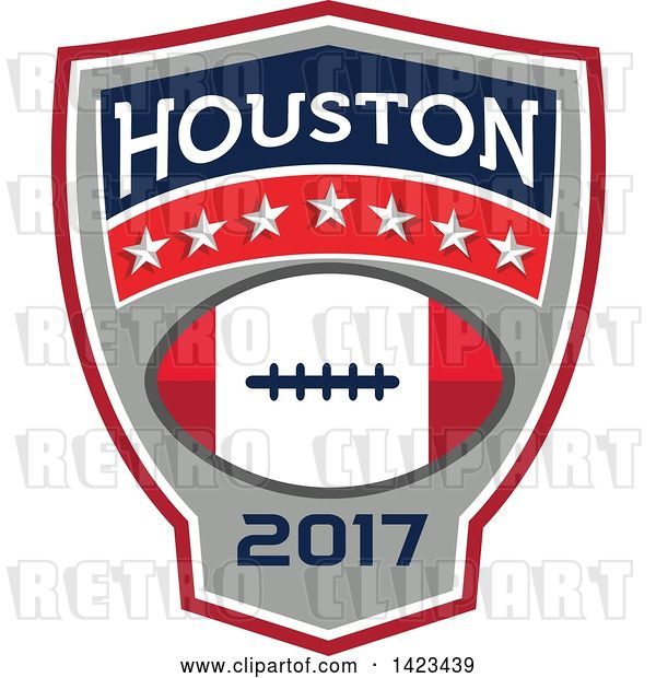 Vector Clip Art of Retro Super Bowl 51 Houston, TX Themed Football Crest Design