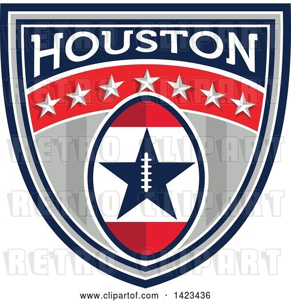 Vector Clip Art of Retro Super Bowl 51 Houston, TX Themed Football Shield Design