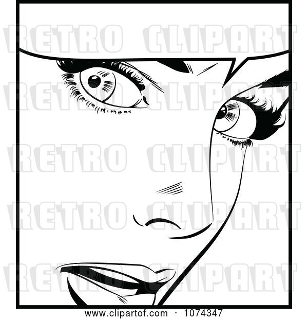 Vector Clip Art of Retro Surprised Pop Art Lady and Word Balloon